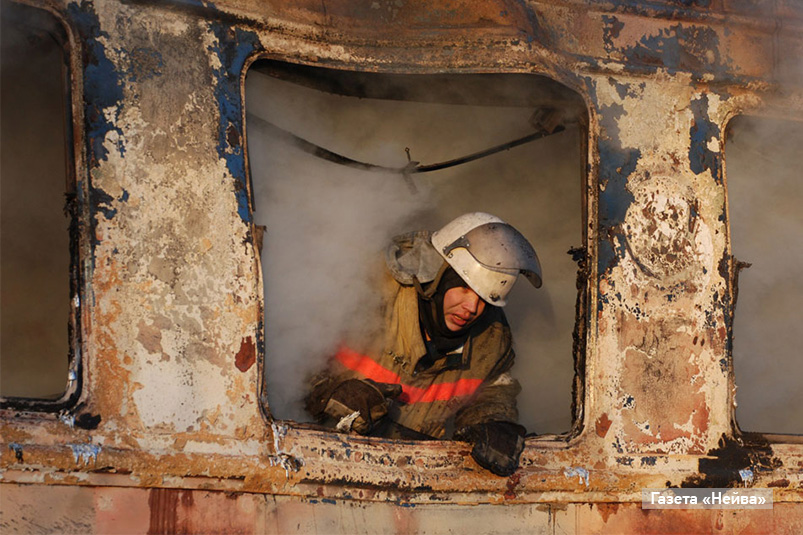 Пожар в электричке в Новоуральске